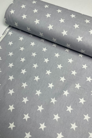 Ранфорс Білі зірки на сірому фоні