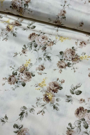 Сатин Маленькі коричневі квіти