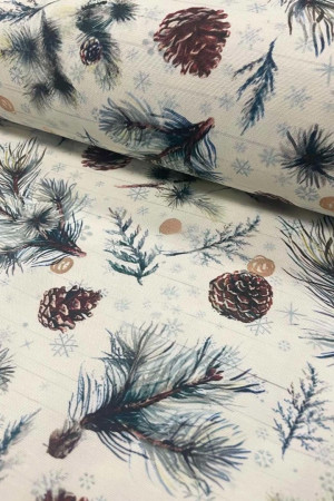 Тефлонова тканина Ялинкові гілки з шишками 5D