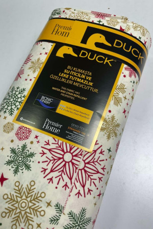 Тефлонова тканина черново-зелені новорічні сніжинки