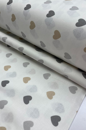 Ранфорс сіро-бежеві сердечка